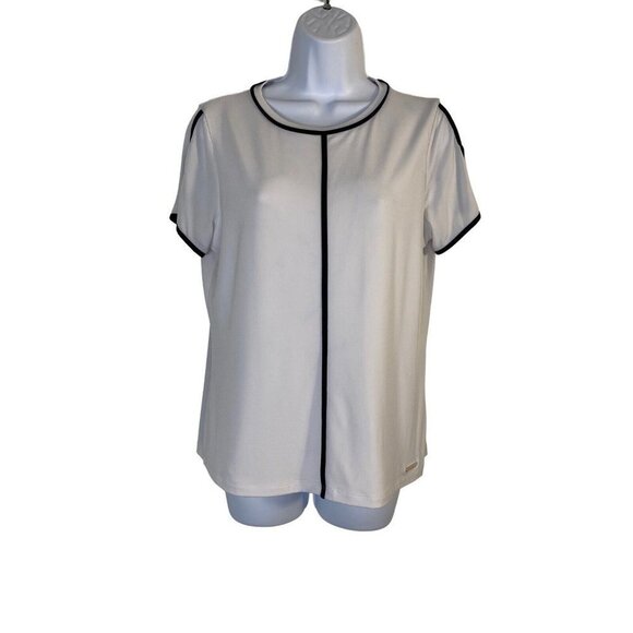 Calvin Klein Womens Summer Tops Casual Round Neck Blouse Lightweight SZ‎ M - Picture 1 of 8